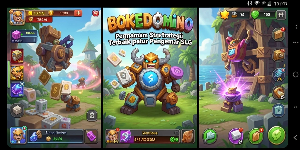 Screenshot BOKEDOMINO menampilkan aksi seru dalam permainan SLG.