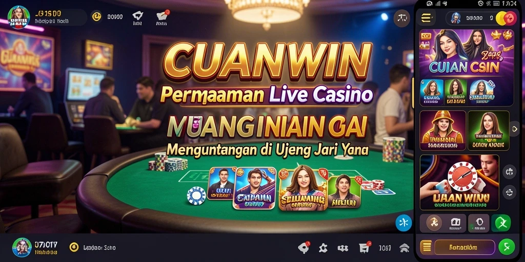 Screenshot CUANWIN menampilkan dealer langsung dan permainan kasino yang mengasyikkan.