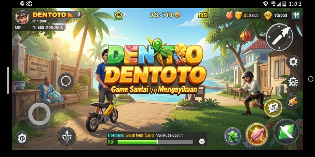Screenshot gameplay DENTOTO menampilkan aksi seru dan grafis cerah.