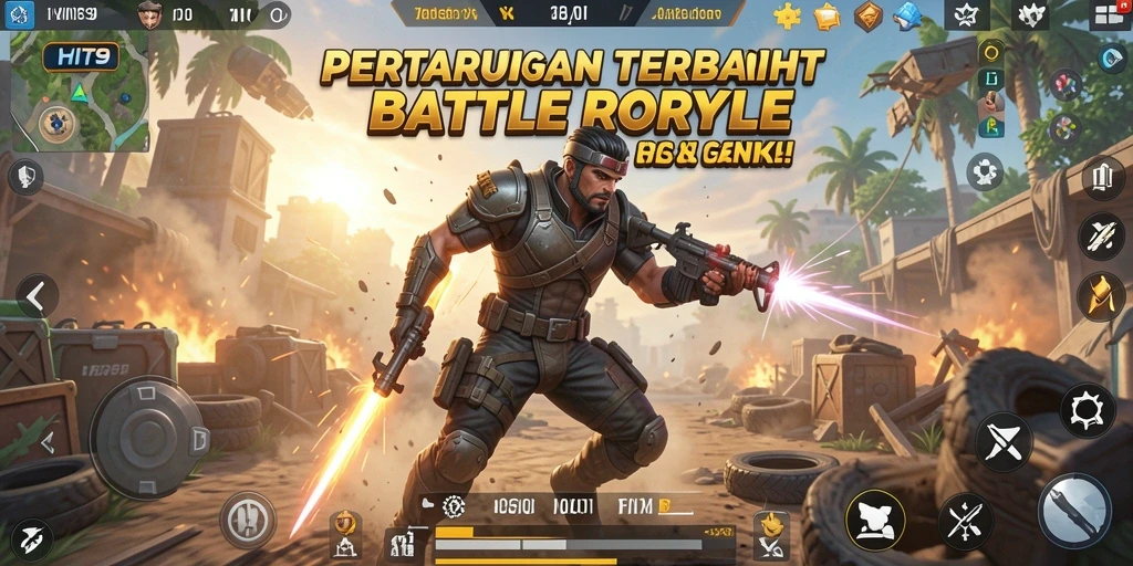 Tampilan gameplay seru di HIT9 dengan pertempuran intens Battle Royale.
