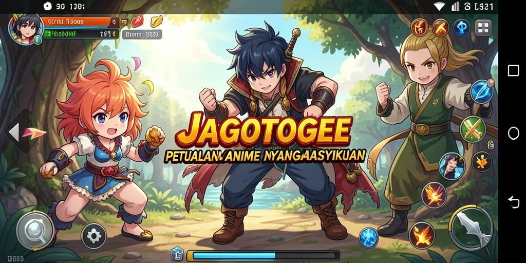 Tampilan gameplay JAGOTOGEL yang penuh aksi dan karakter anime.