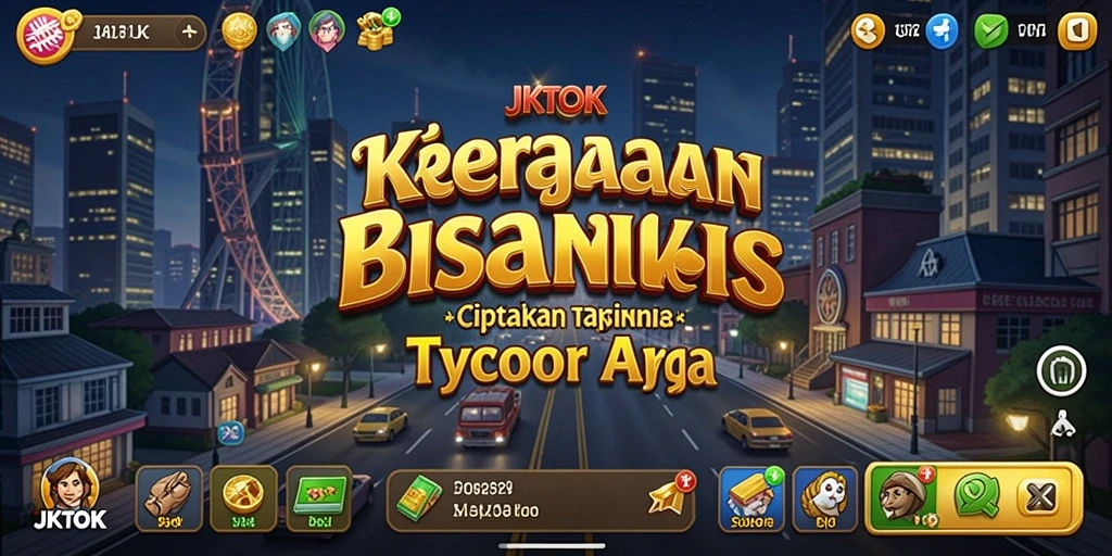 Tampilan gameplay JKTOK dengan fokus pada pembangunan bisnis.