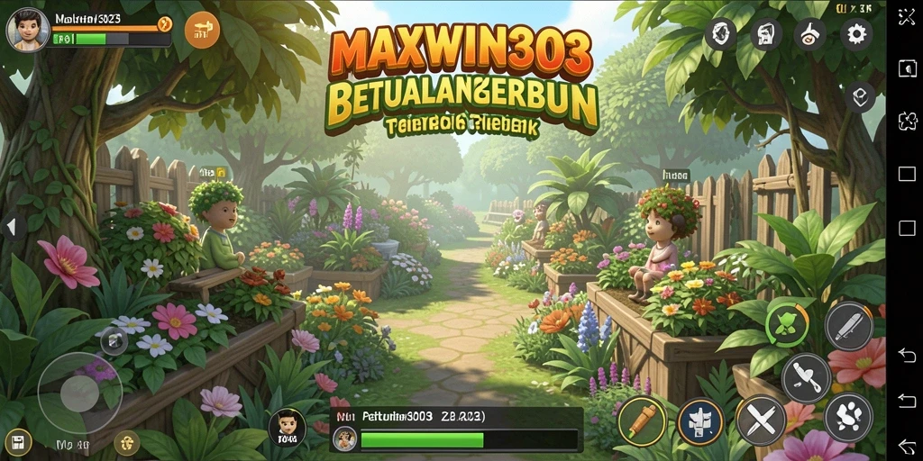 Tampilan utama gameplay MAXWIN303 dengan pertanian yang rimbun.