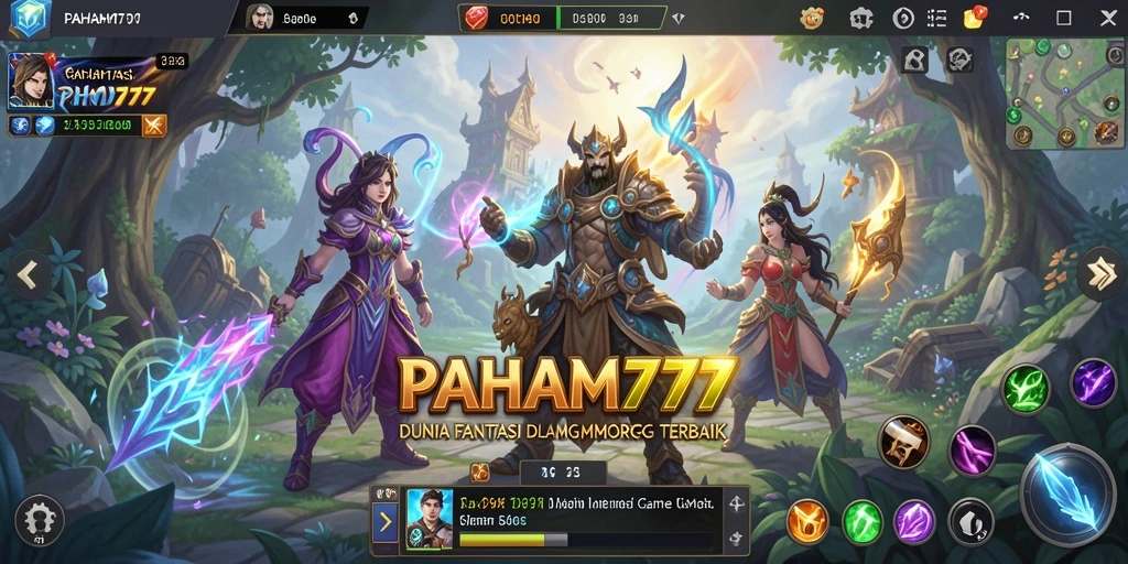Screenshot gameplay PAHAM777 yang menampilkan petualangan epik di dunia MMORPG.